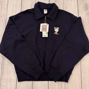 Uniqlo x Pop Mart Half Zip Sweatshirt Navy Oversized Unisex Size XS NWT